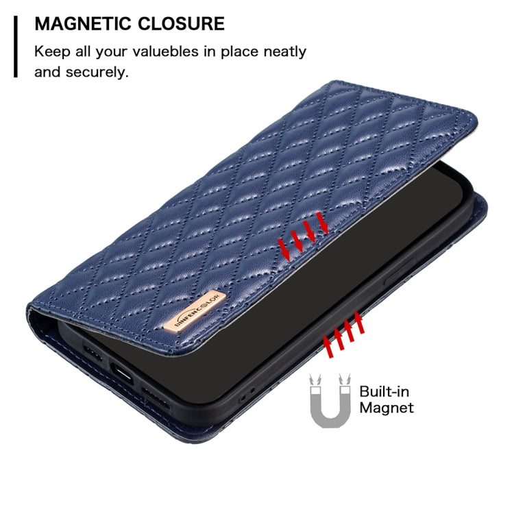 For iPhone 16 Pro Max Diamond Lattice Magnetic Leather Flip Phone Case(Blue) by buy2fix