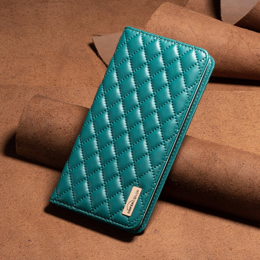 For iPhone 16 Plus Diamond Lattice Magnetic Leather Flip Phone Case(Green) by buy2fix