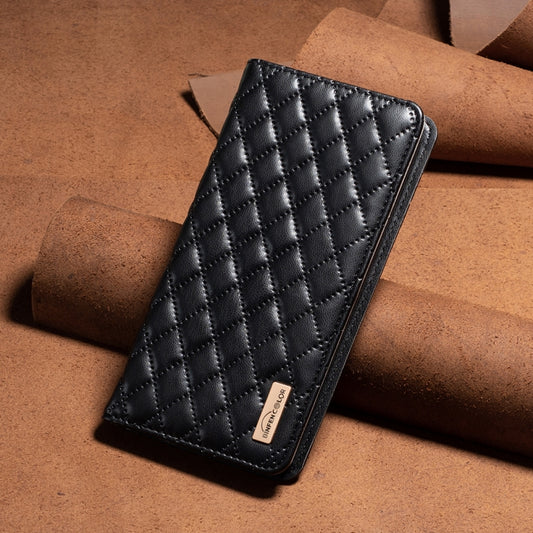 For iPhone 16 Plus Diamond Lattice Magnetic Leather Flip Phone Case(Black) by buy2fix