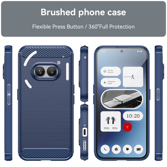 For Nothing Phone 2a Carbon Fiber Brushed Texture TPU Phone Case(Blue) by buy2fix