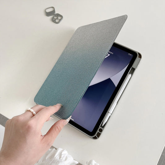 For iPad 10.2 2021 / 2020 / 10.5 Gradient Glitter Magnetic Split Leather Tablet Case(Blue) - iPad 10.2 Cases by buy2fix | Online Shopping UK | buy2fix