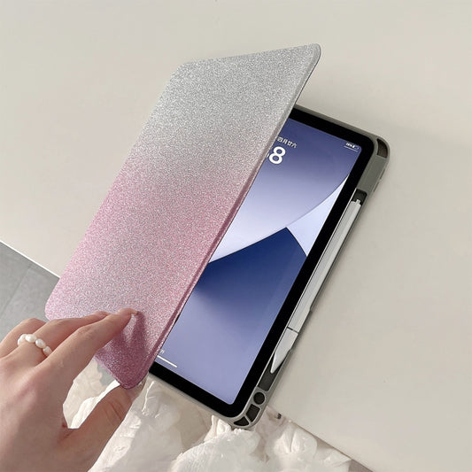 For iPad 10.2 2021 / 2020 / 10.5 Gradient Glitter Magnetic Split Leather Tablet Case(Rose Red) - iPad 10.2 Cases by buy2fix | Online Shopping UK | buy2fix