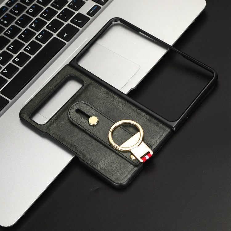 For Google Pixel Fold Wristband Leather Back Phone Case(Green) by buy2fix