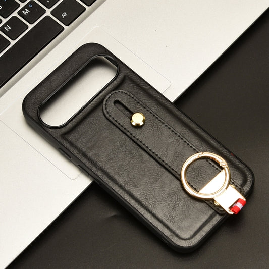 For Google Pixel 9 Pro Wristband Leather Back Phone Case(Black) by buy2fix