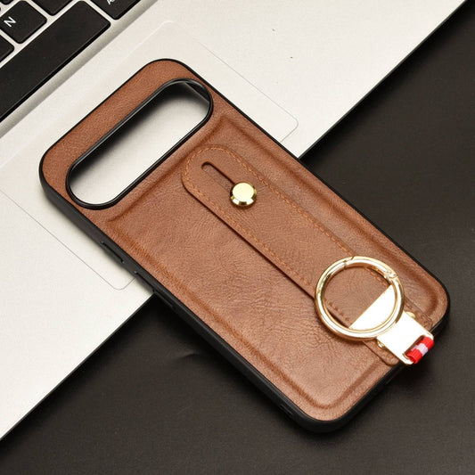 For Google Pixel 9 Pro Wristband Leather Back Phone Case(Brown) by buy2fix