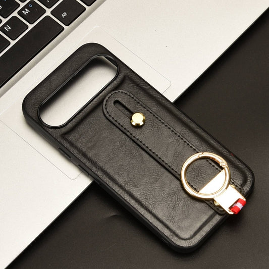 For Google Pixel 9 Wristband Leather Back Phone Case(Black) by buy2fix