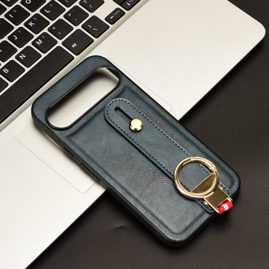For Google Pixel 9 Wristband Leather Back Phone Case(Blue) by buy2fix