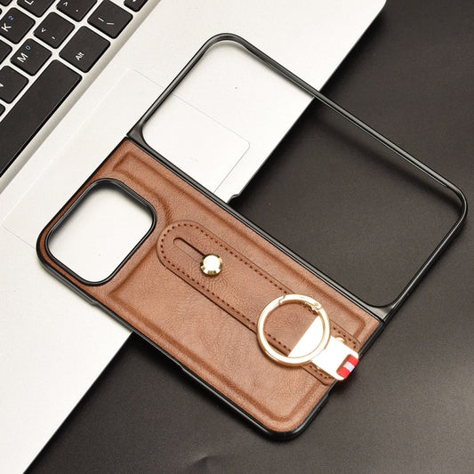 For Google Pixel 9 Pro Fold Wristband Leather Back Phone Case(Brown) by buy2fix