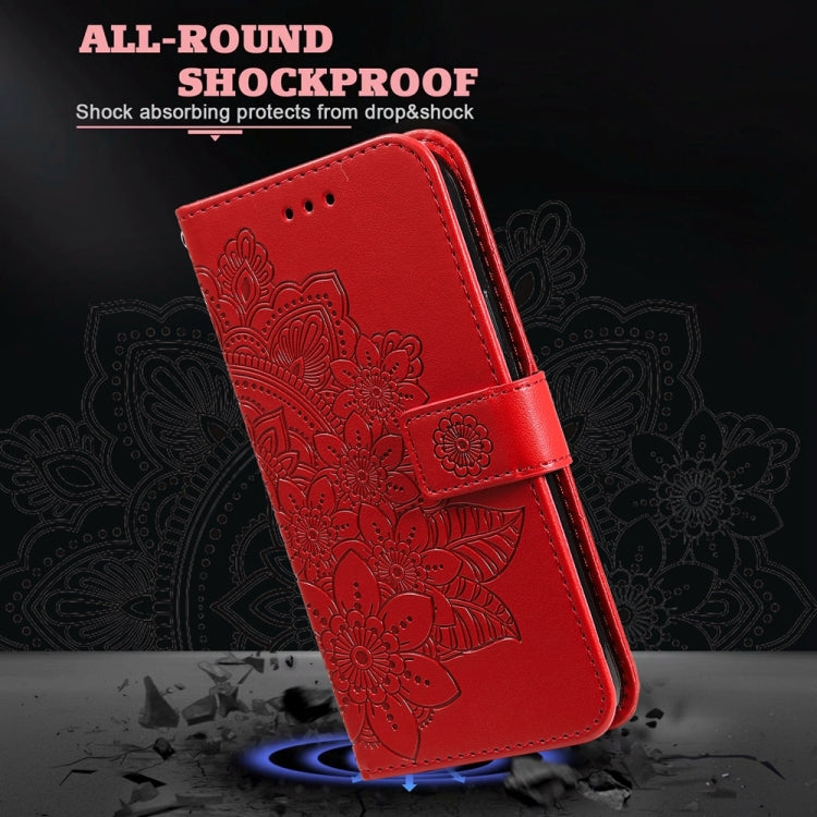 For Google Pixel 9 Seven-petal Flowers Embossing Leather Phone Case(Red) by buy2fix