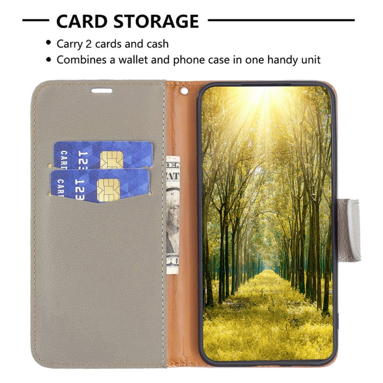 For iPhone 16 Plus Litchi Texture Pure Color Flip Leather Phone Case(Grey) by buy2fix