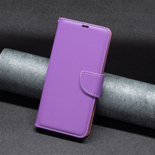 For iPhone 16 Plus Litchi Texture Pure Color Flip Leather Phone Case(Purple) by buy2fix