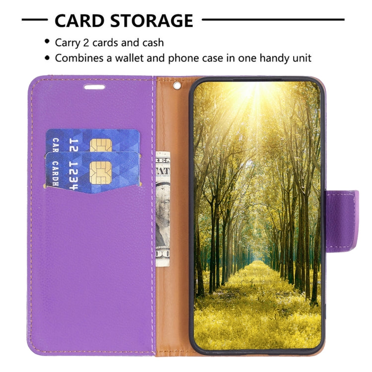 For iPhone 16 Plus Litchi Texture Pure Color Flip Leather Phone Case(Purple) by buy2fix