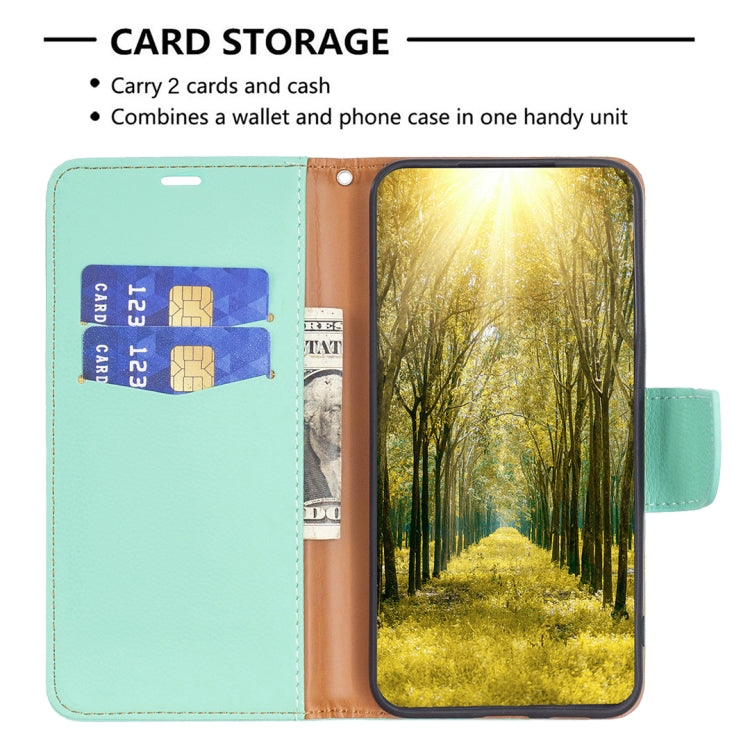 For iPhone 16 Plus Litchi Texture Pure Color Flip Leather Phone Case(Green) by buy2fix