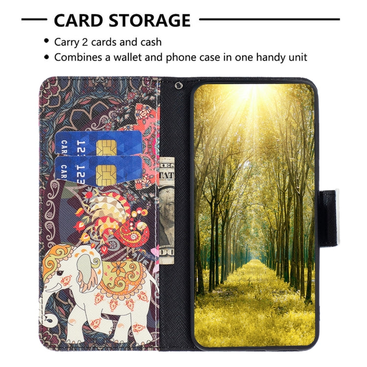 For iPhone 16 Pro Colored Drawing Pattern Flip Leather Phone Case(Flowers Elephant) by buy2fix