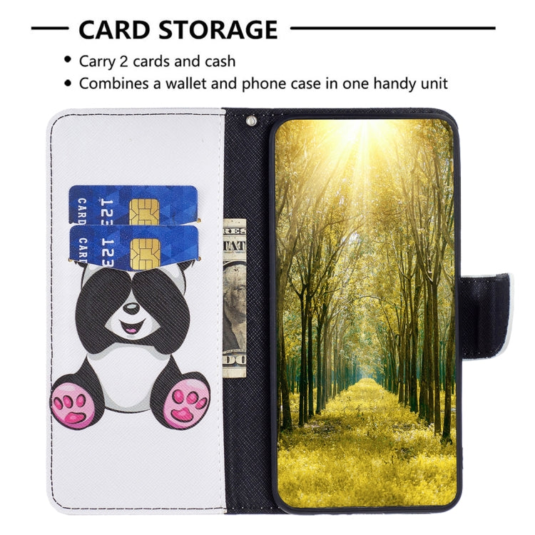 For iPhone 16 Colored Drawing Pattern Flip Leather Phone Case(Panda) by buy2fix