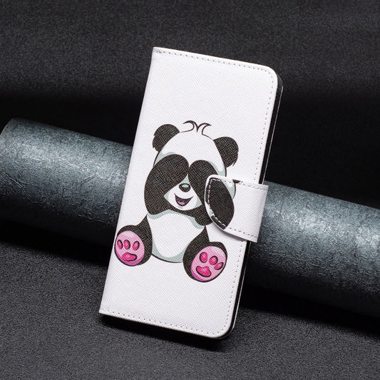 For iPhone 16 Plus Colored Drawing Pattern Flip Leather Phone Case(Panda) by buy2fix