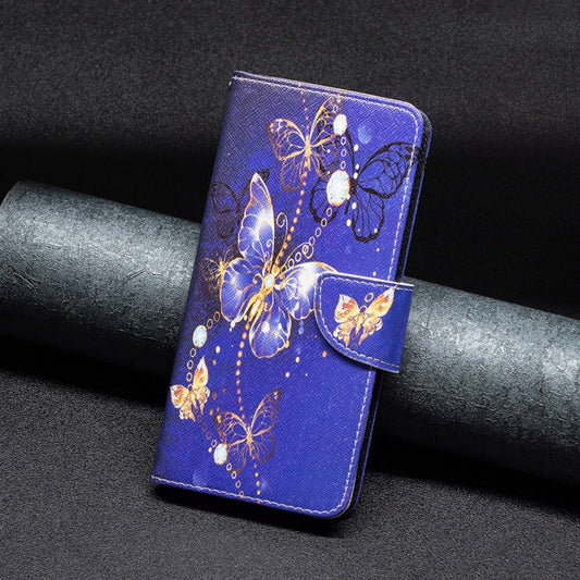 For iPhone 16 Plus Colored Drawing Pattern Flip Leather Phone Case(Purple Butterfly) by buy2fix