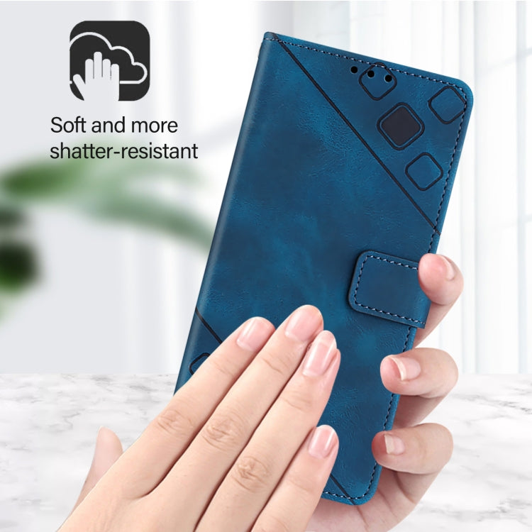 For iPhone 16 Pro Skin-feel Embossed Leather Phone Case(Blue) by buy2fix