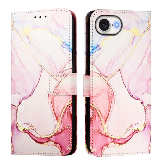 For iPhone 16e PT003 Marble Pattern Flip Leather Phone Case(Rose Gold) by buy2fix