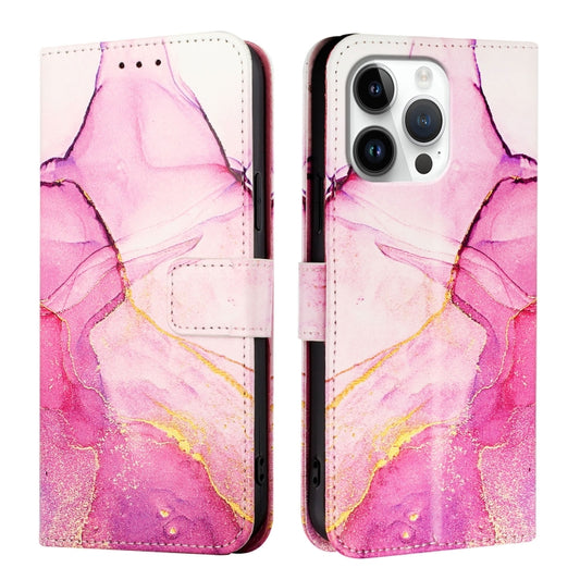 For iPhone 16 Pro Max PT003 Marble Pattern Flip Leather Phone Case(Pink Purple Gold) by buy2fix