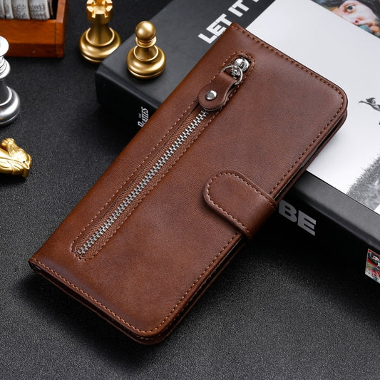 For Google Pixel 9 Pro Fashion Calf Texture Zipper Leather Phone Case(Brown) by buy2fix