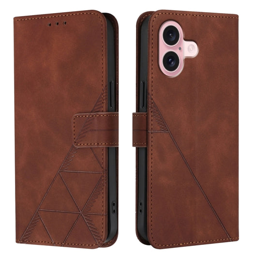 For iPhone 16 Crossbody 3D Embossed Flip Leather Phone Case(Brown) by buy2fix