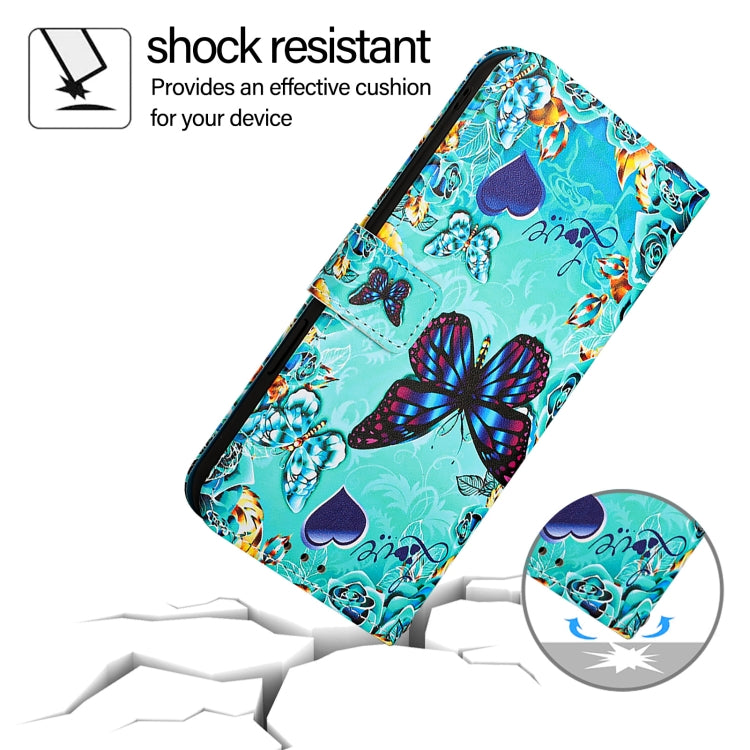 For iPhone 16e Colored Drawing Pattern Plain Weave Leather Phone Case(Caring Butterfly) by buy2fix