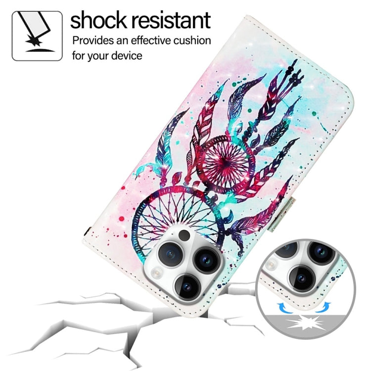 For iPhone 16 Pro Max 3D Painting Horizontal Flip Leather Phone Case(Color Drop Wind Chimes) by buy2fix