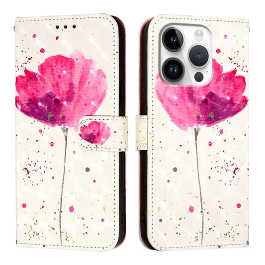 For iPhone 16 Pro 3D Painting Horizontal Flip Leather Phone Case(Flower) by buy2fix