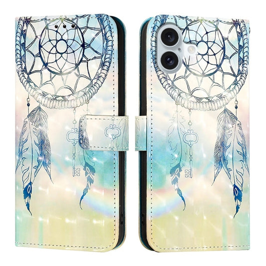 For iPhone 16 Plus 3D Painting Horizontal Flip Leather Phone Case(Dream Wind Chimes) by buy2fix