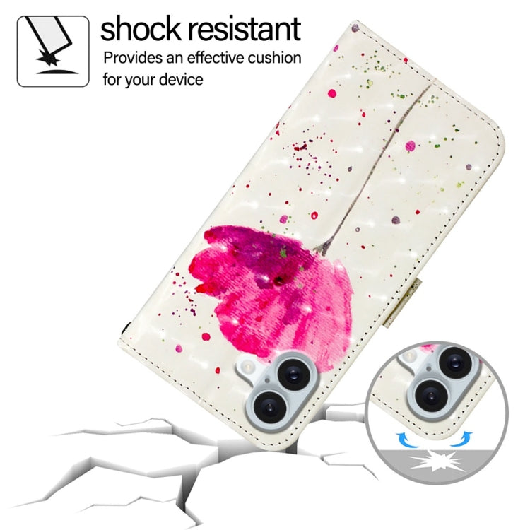 For iPhone 16 Plus 3D Painting Horizontal Flip Leather Phone Case(Flower) by buy2fix