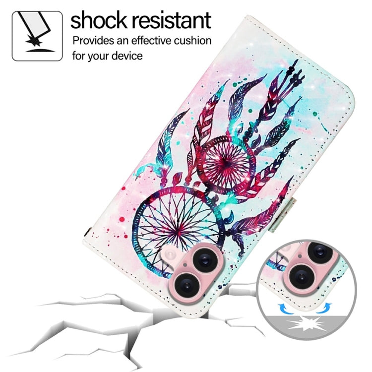 For iPhone 16 3D Painting Horizontal Flip Leather Phone Case(Color Drop Wind Chimes) by buy2fix