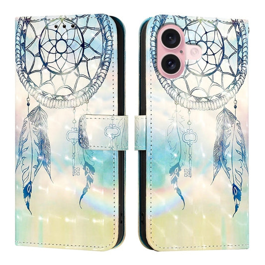 For iPhone 16 3D Painting Horizontal Flip Leather Phone Case(Dream Wind Chimes) by buy2fix