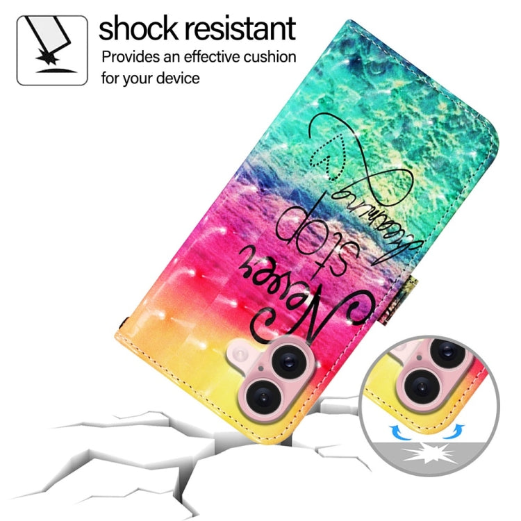 For iPhone 16 3D Painting Horizontal Flip Leather Phone Case(Chasing Dreams) by buy2fix