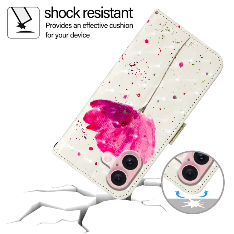 For iPhone 16 3D Painting Horizontal Flip Leather Phone Case(Flower) by buy2fix