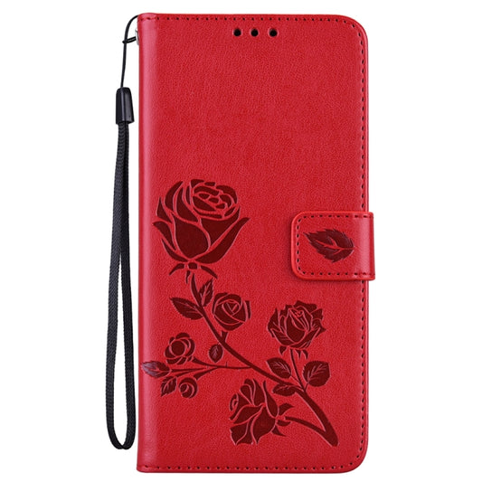 For Xiaomi Redmi Note 13 Pro 5G / Poco X6 Rose Embossed Flip PU Leather Phone Case(Red) by buy2fix