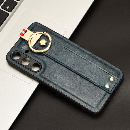 For Samsung Galaxy S24+ 5G Wristband Leather Back Phone Case(Blue) by buy2fix