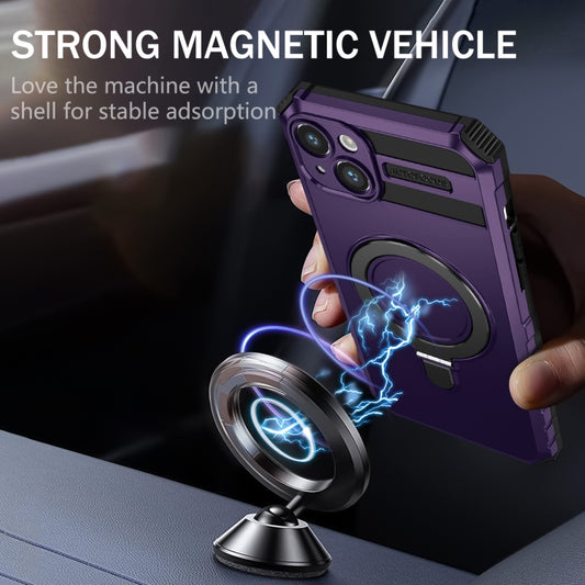 For iPhone 15 MagSafe Magnetic Holder Phone Case(Purple) by buy2fix