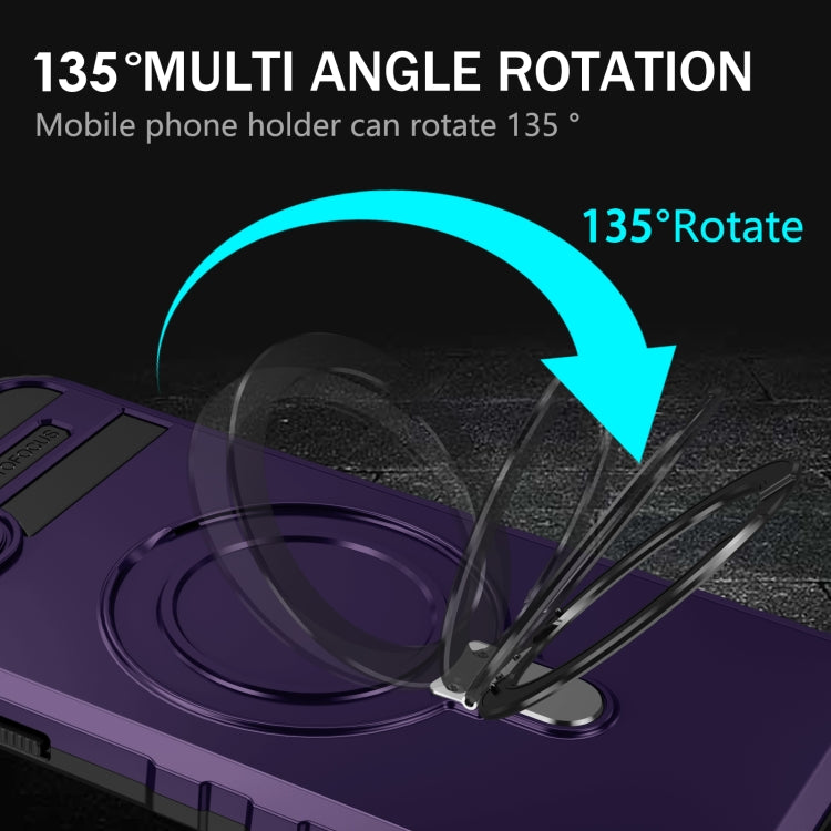 For iPhone 15 MagSafe Magnetic Holder Phone Case(Purple) by buy2fix