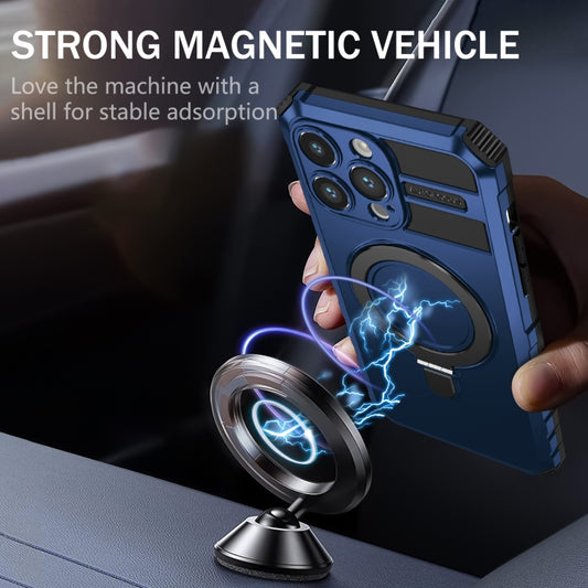 For iPhone 14 Pro MagSafe Magnetic Holder Phone Case(Blue) by buy2fix