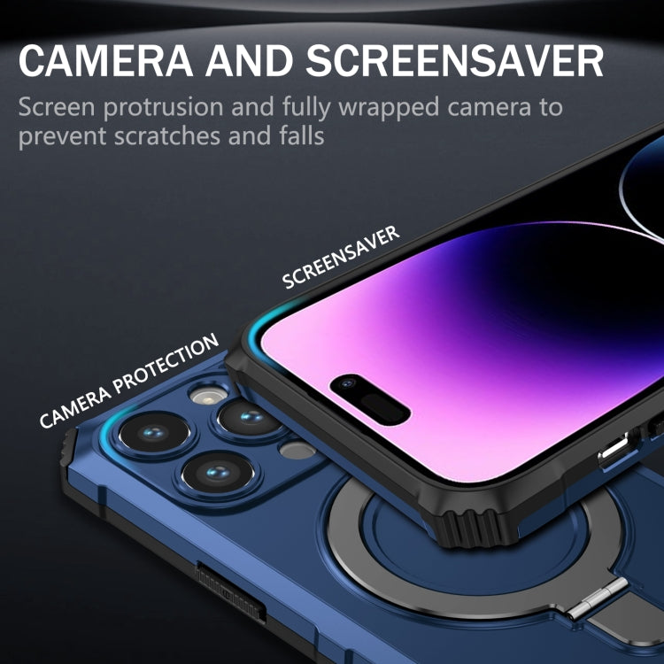 For iPhone 14 Pro MagSafe Magnetic Holder Phone Case(Blue) by buy2fix