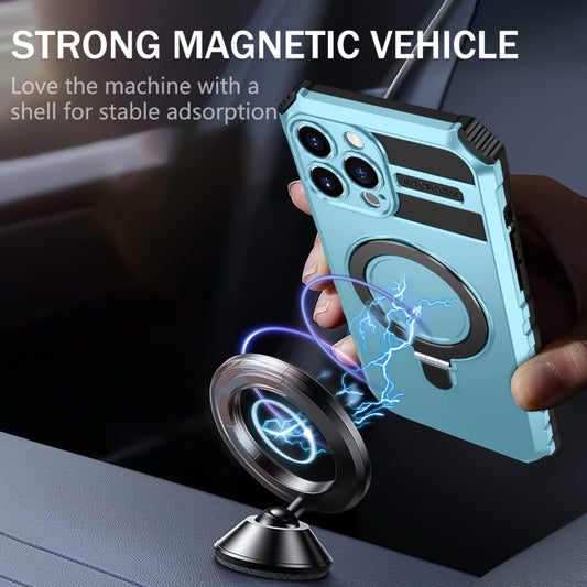 For iPhone 13 Pro MagSafe Magnetic Holder Phone Case(Light Blue) by buy2fix