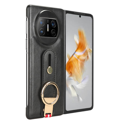 For Huawei Mate X3 Wristband Leather Back Phone Case(Black) by buy2fix