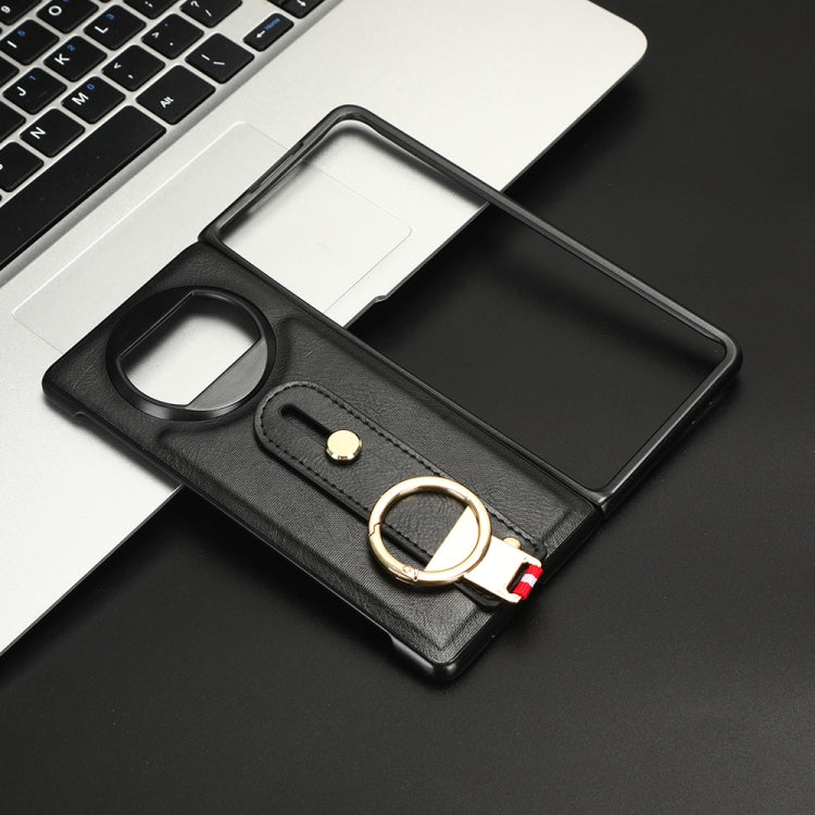 For Huawei Mate X3 Wristband Leather Back Phone Case(Black) by buy2fix