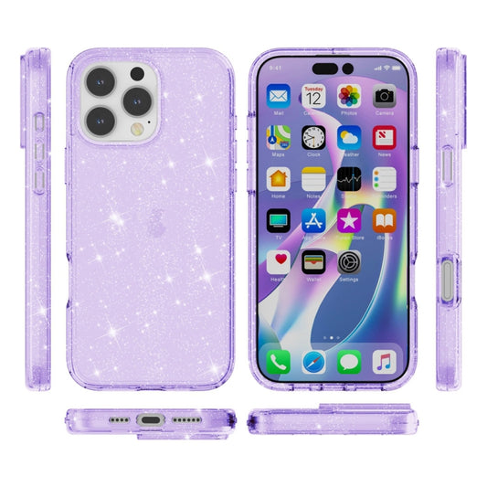 For iPhone 16 Pro Max Shockproof Terminator Glitter Powder Phone Case(Purple) by buy2fix