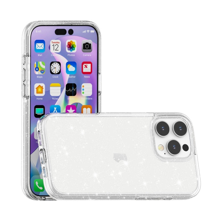 For iPhone 16 Pro Shockproof Terminator Glitter Powder Phone Case(White) by buy2fix