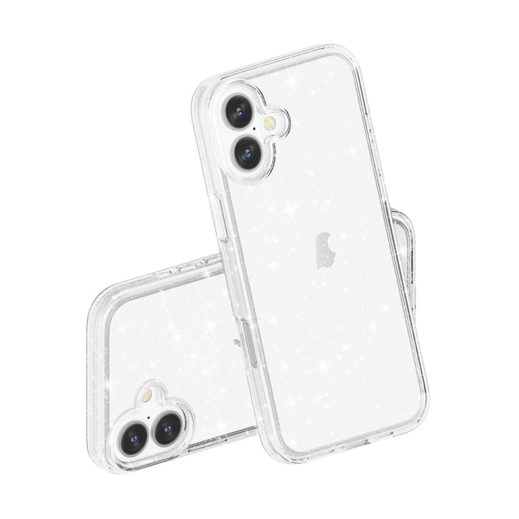 For iPhone 16 Plus Shockproof Terminator Glitter Powder Phone Case(White) by buy2fix