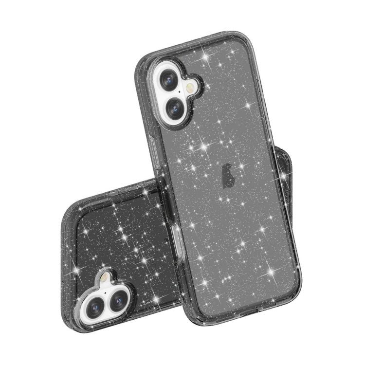 For iPhone 16 Shockproof Terminator Glitter Powder Phone Case(Black) by buy2fix