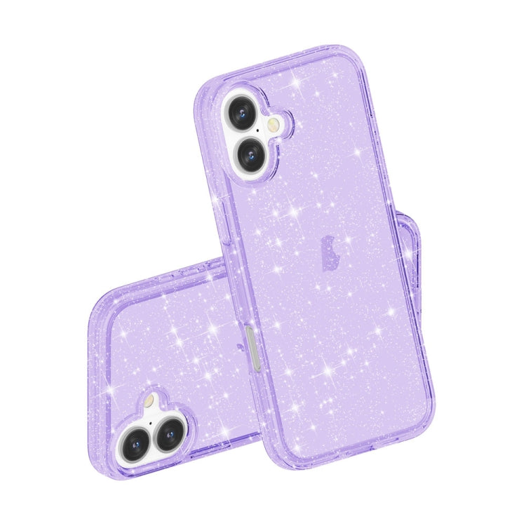 For iPhone 16 Shockproof Terminator Glitter Powder Phone Case(Purple) by buy2fix