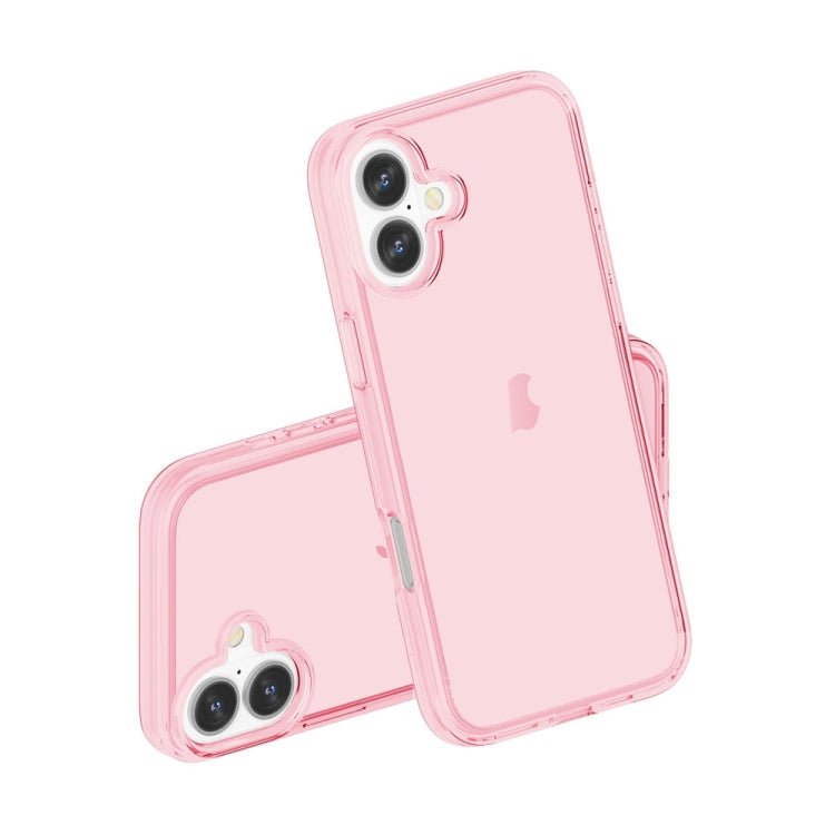 For iPhone 16 Plus Shockproof Terminator Transparent Phone Case(Pink) by buy2fix
